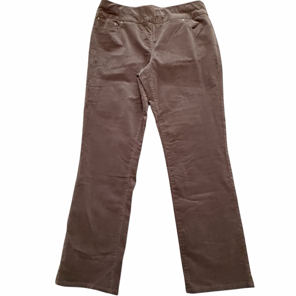 Slim-Sation Grey Pinwale Corduroy Pull On Straight Leg Pants 14